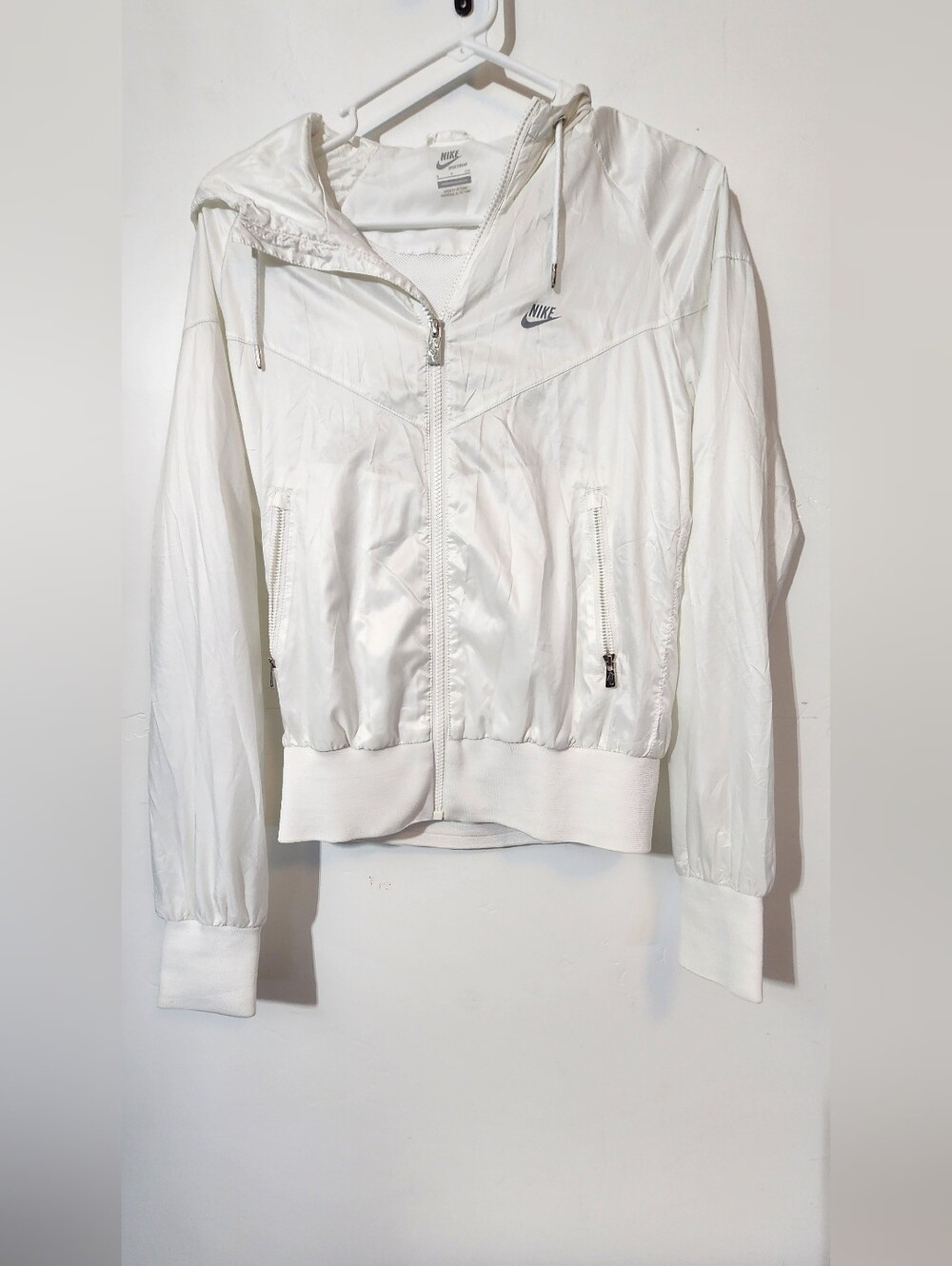 Nike Women's White Hooded Bomber Jacket